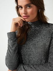 Silver Sparkle Long Sleeve Mini Dress - Image 4 of 6