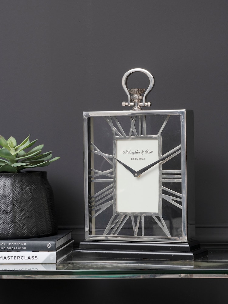 Libra Silver Skeletal Mantel Clock - Image 1 of 2