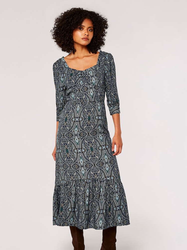 Apricot Natural Paisley Long Sleeve Dress - Image 1 of 5