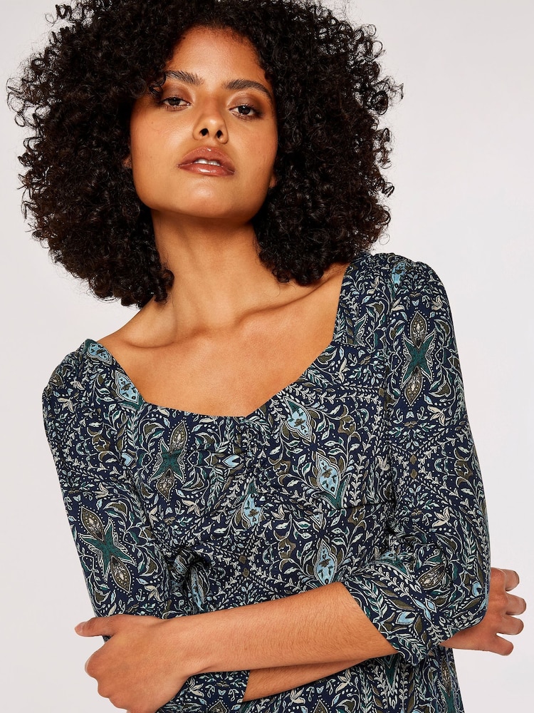 Apricot Natural Paisley Long Sleeve Dress - Image 5 of 5