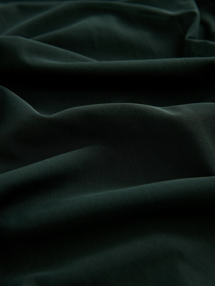 Dark Green Mesh Multiway Wedding Guest Bridesmaid Maxi Dress - Image 7 of 7