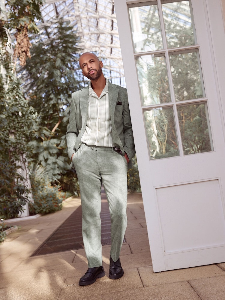 Green Tailored Fit Nova Fides Italian Wool Blend Suit: Trousers - Image 1 of 8