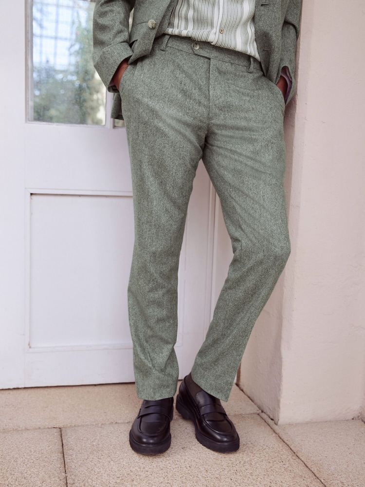 Green Tailored Fit Nova Fides Italian Wool Blend Suit: Trousers - Image 2 of 8