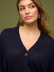 Navy Blue Linen Button Up Cardigan - Image 4 of 6