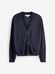 Navy Blue Linen Button Up Cardigan - Image 5 of 6