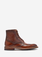Oliver Sweeney Blackwater Grain Leather Lace-Up Brown Boots - Image 1 of 5