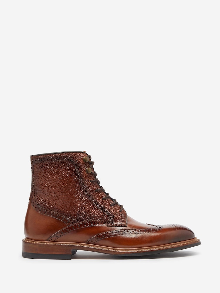 Oliver Sweeney Blackwater Grain Leather Lace-Up Brown Boots - Image 1 of 5