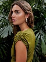 Olive Green Sleeveless Drape Top - Image 4 of 6