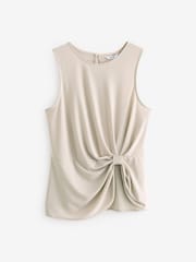 Ecru Bow Detail Jersey Sleeveless Top - Image 1 of 6