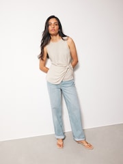 Ecru Bow Detail Jersey Sleeveless Top - Image 2 of 6