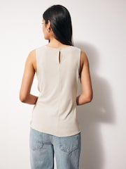 Ecru Bow Detail Jersey Sleeveless Top - Image 3 of 6