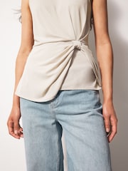 Ecru Bow Detail Jersey Sleeveless Top - Image 6 of 6