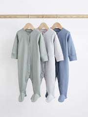 Grey/Blue 3 Pack Baby Sleepsuits (0-2yrs) - Image 1 of 7