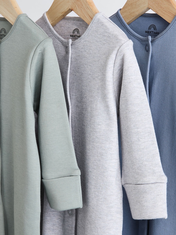 Grey/Blue 3 Pack Baby Sleepsuits (0-2yrs) - Image 3 of 7