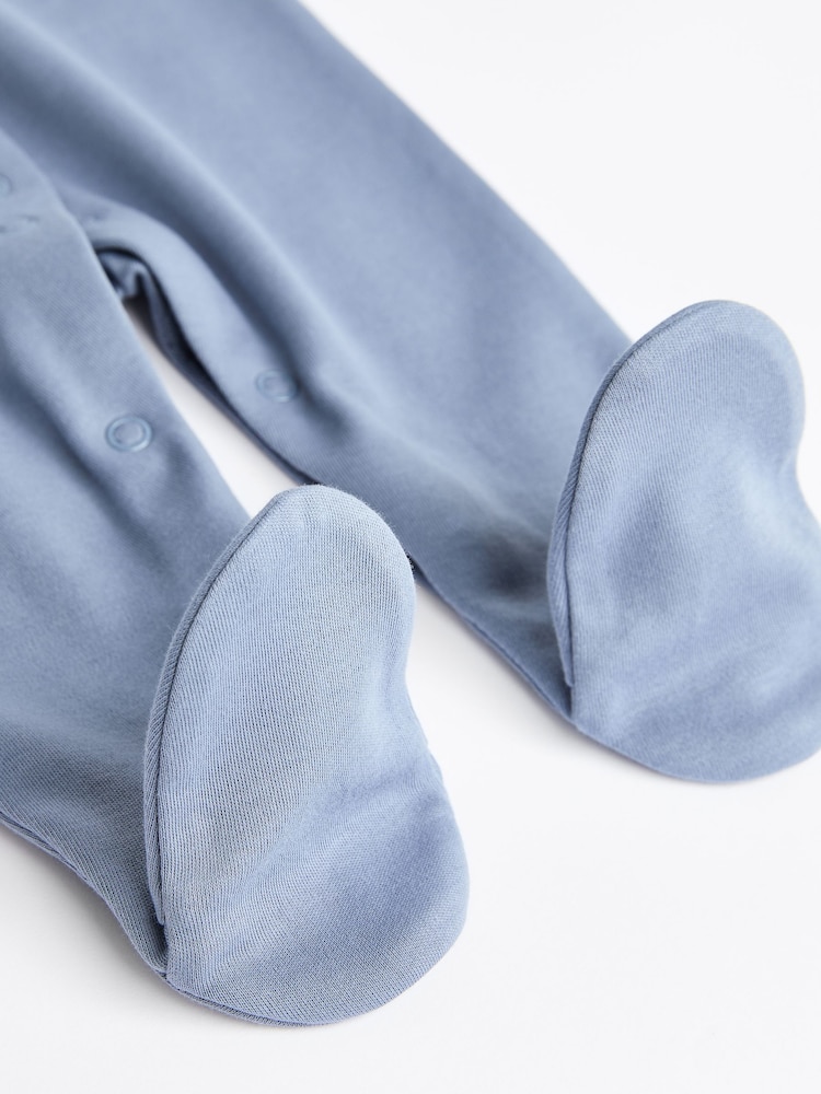Grey/Blue 3 Pack Baby Sleepsuits (0-2yrs) - Image 5 of 7