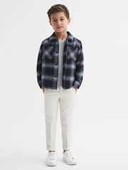 Reiss Blue Multi Idaho Wool Blend Check Overshirt - Image 1 of 7