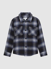 Reiss Blue Multi Idaho Wool Blend Check Overshirt - Image 2 of 7
