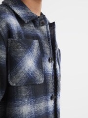 Reiss Blue Multi Idaho Wool Blend Check Overshirt - Image 4 of 7
