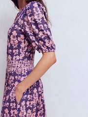 Boden Purple Amber Pleat Jersey Midi Dress - Image 2 of 6