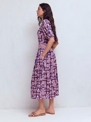 Boden Purple Amber Pleat Jersey Midi Dress - Image 3 of 6