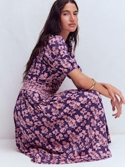 Boden Purple Amber Pleat Jersey Midi Dress - Image 5 of 6