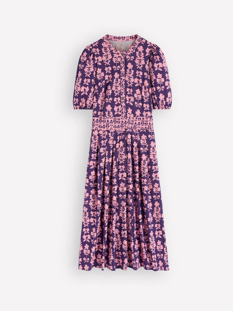 Boden Purple Amber Pleat Jersey Midi Dress - Image 6 of 6