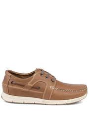 Pavers Brown Leather Lace Up Boat Shoes - Image 1 of 5