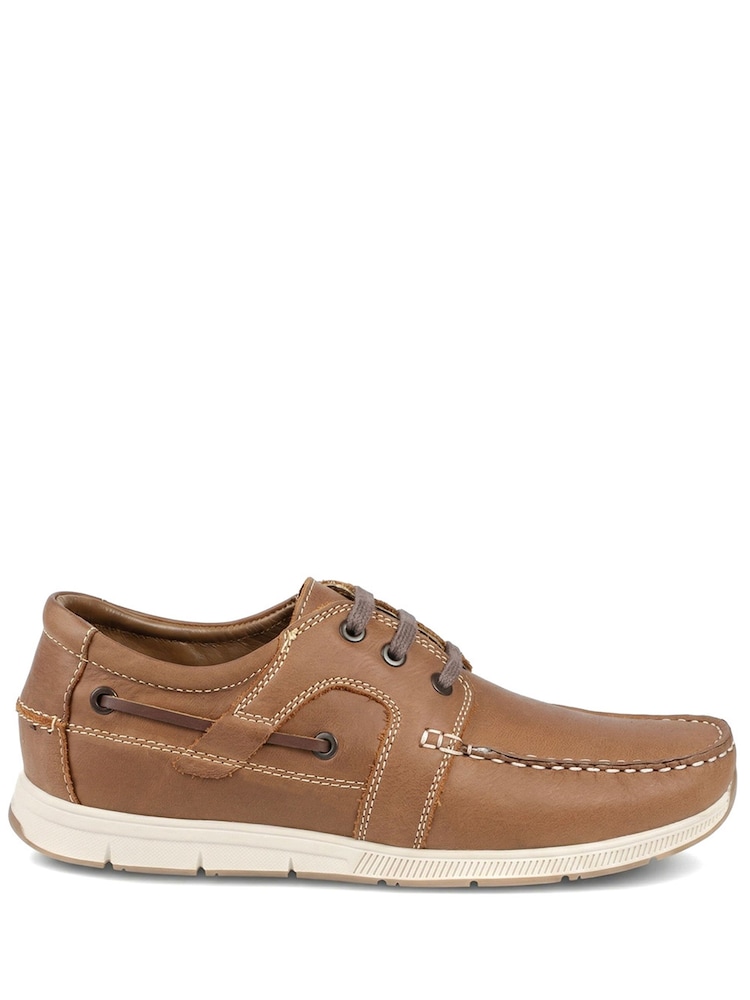 Pavers Brown Leather Lace Up Boat Shoes - Image 1 of 5