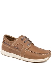 Pavers Brown Leather Lace Up Boat Shoes - Image 2 of 5