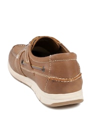 Pavers Brown Leather Lace Up Boat Shoes - Image 3 of 5
