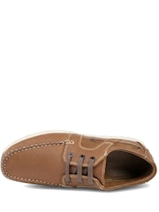 Pavers Brown Leather Lace Up Boat Shoes - Image 4 of 5