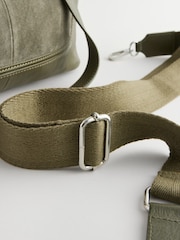 Khaki Green Leather Handheld Grab Bag - Image 7 of 8