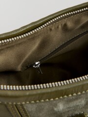 Khaki Green Leather Handheld Grab Bag - Image 8 of 8