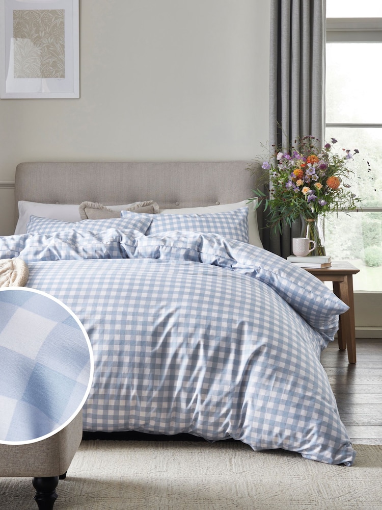 Blue Gingham Duvet Cover and Pillowcase Set - Image 1 of 4