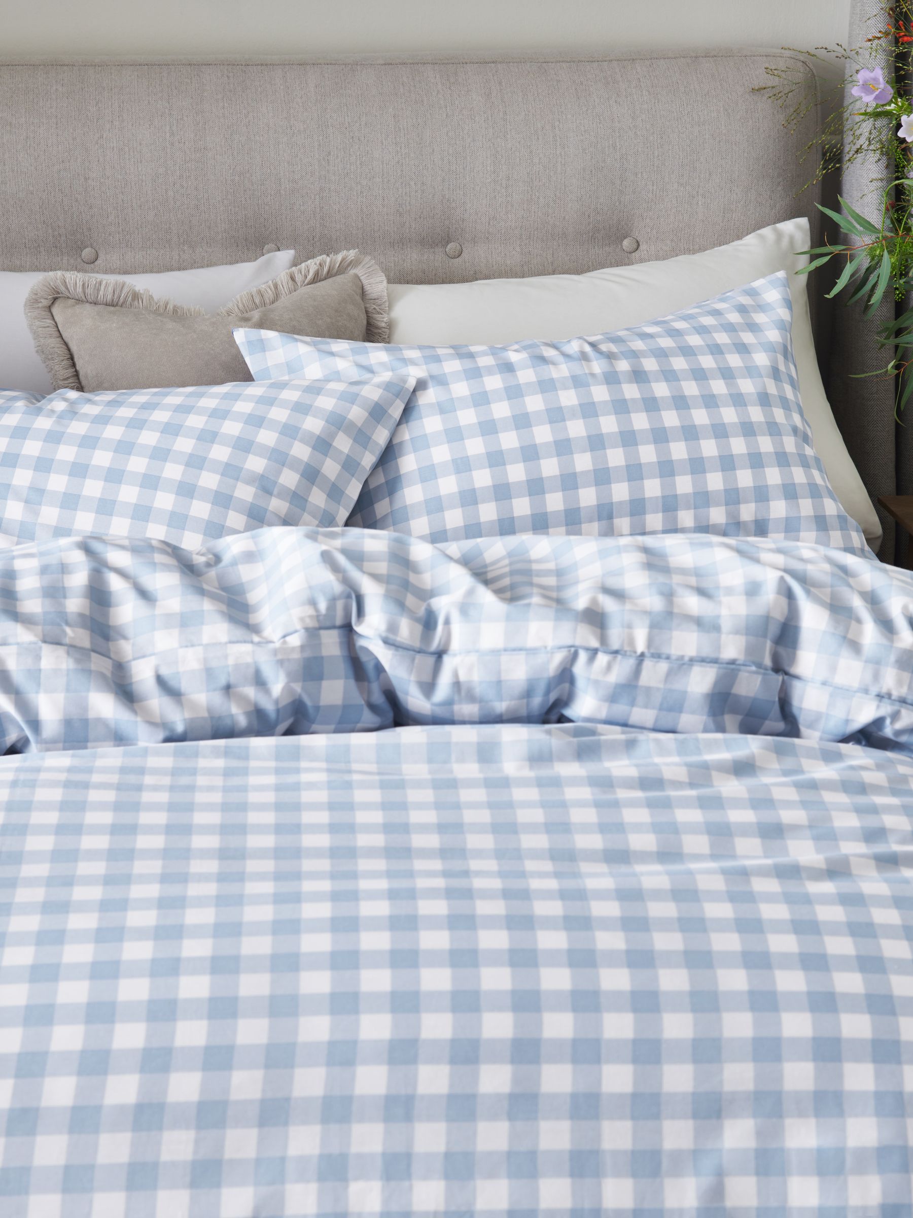 Buy Blue Gingham Duvet Cover and Pillowcase Set from Next Luxembourg
