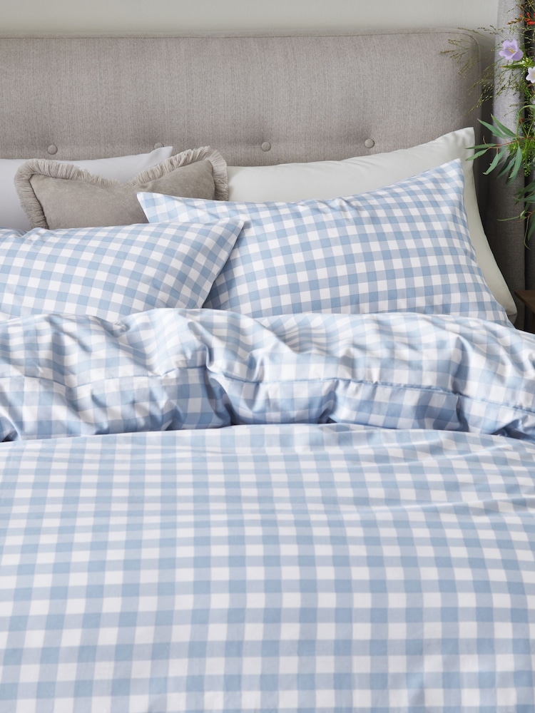 Blue Gingham Duvet Cover and Pillowcase Set - Image 2 of 4
