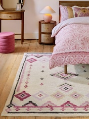 Pink Woodblock Reversible 100% Cotton Duvet Cover and Pillowcase Set - Image 3 of 8