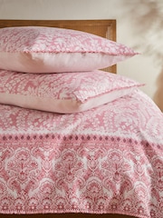 Pink Woodblock Reversible 100% Cotton Duvet Cover and Pillowcase Set - Image 5 of 8