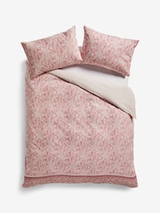 Pink Woodblock Reversible 100% Cotton Duvet Cover and Pillowcase Set - Image 8 of 8