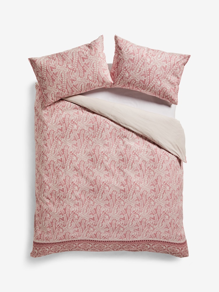 Pink Woodblock Reversible 100% Cotton Duvet Cover and Pillowcase Set - Image 8 of 8