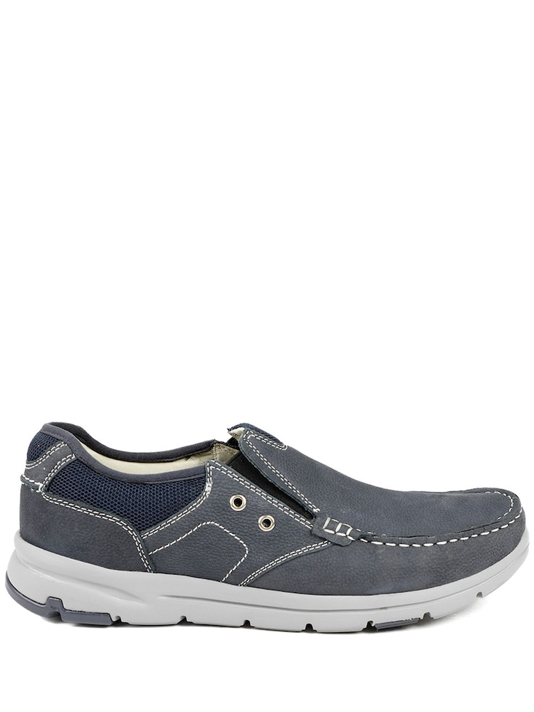 Pavers Blue Premium Leather Slip-On Shoes - Image 1 of 5 Pavers Blue Premium Leather Slip-On Shoes - Image 1 of 5