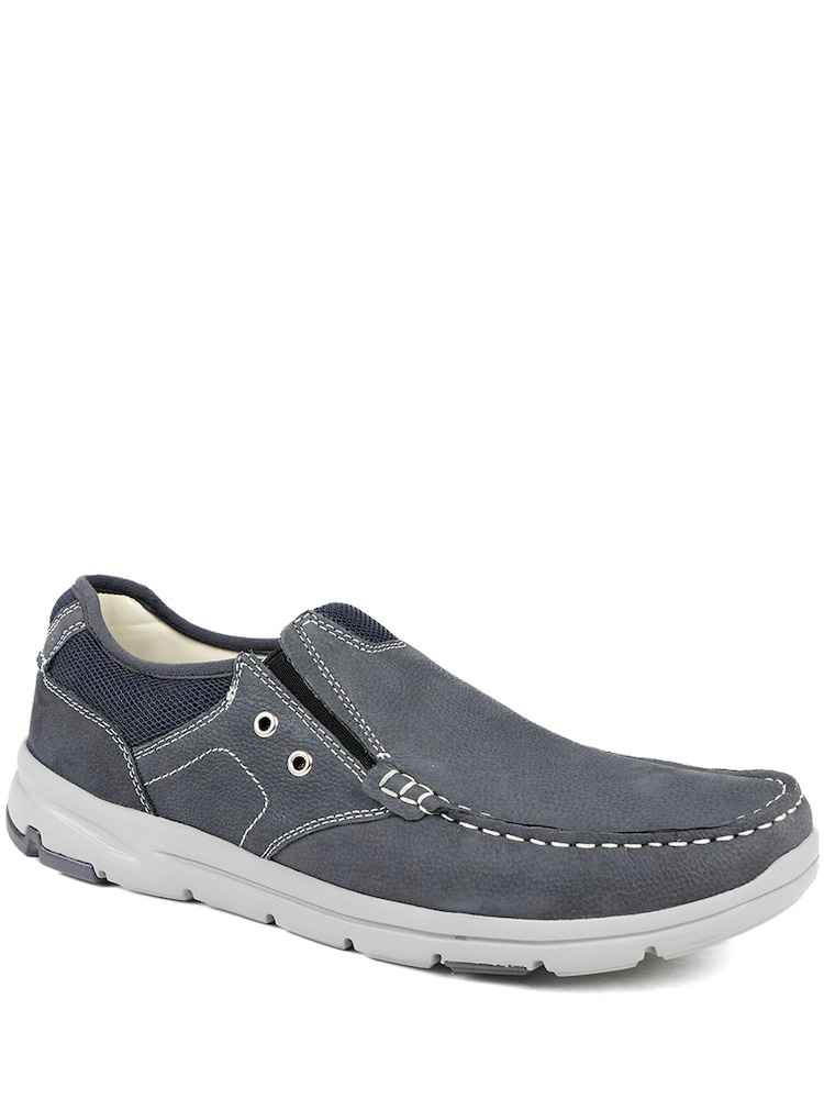 Pavers Blue Premium Leather Slip-On Shoes - Image 2 of 5 Pavers Blue Premium Leather Slip-On Shoes - Image 2 of 5