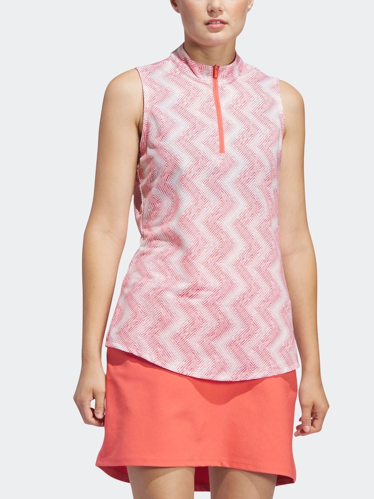 adidas Golf Womens Ultimate365 Ottoman Printed Sleeveless Polo Blouse - Image 1 of 5