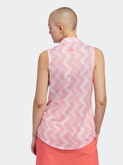 adidas Golf Womens Ultimate365 Ottoman Printed Sleeveless Polo Blouse - Image 2 of 5