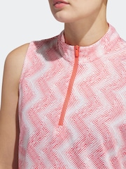adidas Golf Womens Ultimate365 Ottoman Printed Sleeveless Polo Blouse - Image 3 of 5