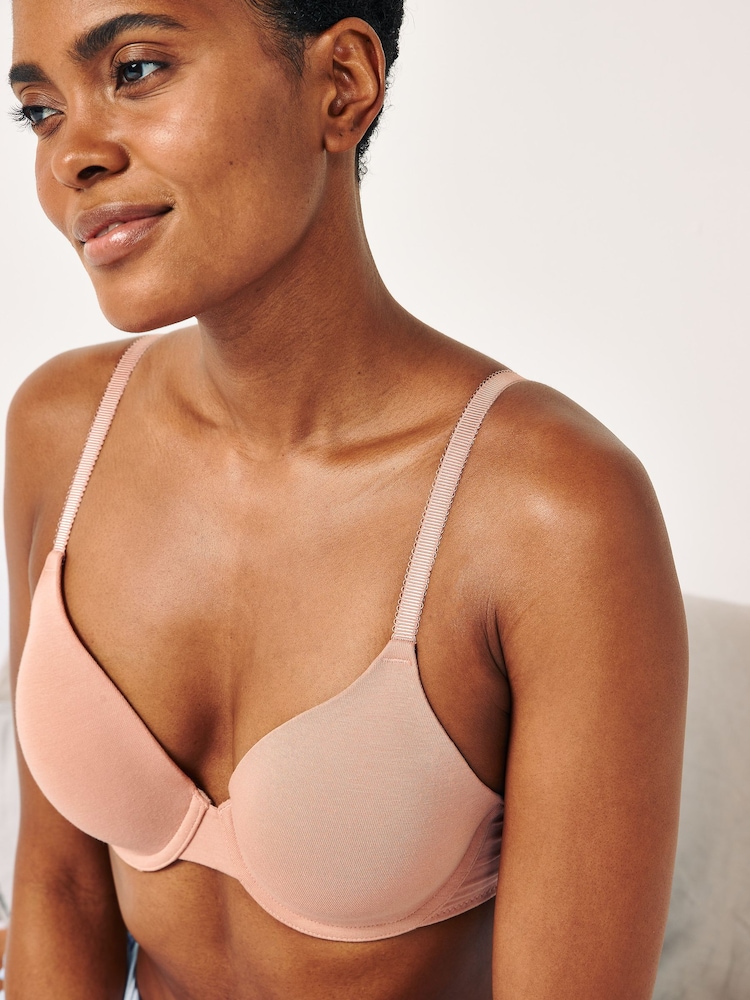 Navy Blue/Pink/White Pad Full Cup Cotton Blend Bras 3 Pack - Image 4 of 5