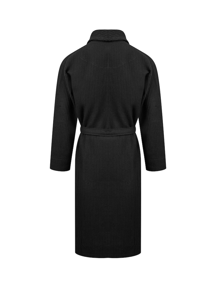 Lyle & Scott Black 100% Cotton Premium Waffle Bathrobe - Image 2 of 4