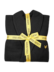 Lyle & Scott Black 100% Cotton Premium Waffle Bathrobe - Image 3 of 4