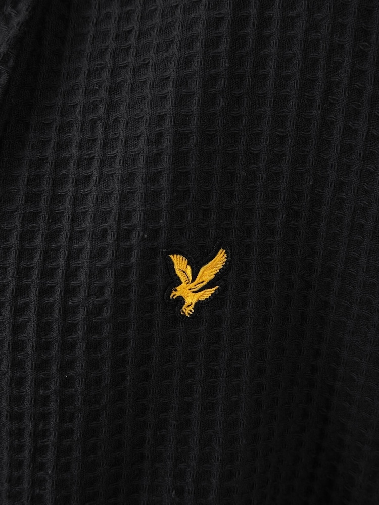 Lyle & Scott Black 100% Cotton Premium Waffle Bathrobe - Image 4 of 4