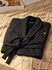 Lyle & Scott Black 100% Cotton Premium Waffle Bathrobe - Image 5 of 5